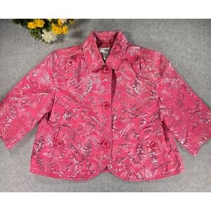 Laura Ashley Blazer Petites PM Medium Jacket Crop Metallic Pink Top Barbiecore